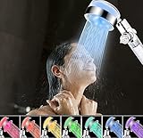 JINYOMFLY LED Duschkopf mit Farbwechsel, LED Handbrause 7 Farben Licht Automatische, Duschkopf mit Licht, Wassersparender Druckerhöhend Regendusche LED, mit Filter, 360 ° Drehbar