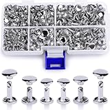 300 Sets Ledernieten, 3 Größen Ledernieten mit doppelter runder Kappe, röhrenförmige Metallnieten für Lederhandwerksreparaturen und Dekorationen (Silber)