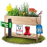 SCHWANFELD® 118x40x78cm Hochbeet Holz [Schutz vor Schädlingen] - inkl. praktischer Vlies - Hochbeete für Garten FSC® - Hochbeet mit Ablage (Wetterfest & Langlebig) - Hochbeete für Garten