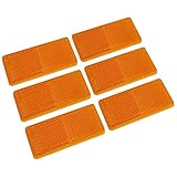 Qiping 6 x Orange Katzenauge Rückstrahler Gelb Anhänger Reflektor Rechteck zum Selbstklebend 9.2 x 4.2 x 0.7 cm für KFZ, LKW, Wohnwagen, Motorrad, Wohnmobil