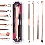 Mitesserentferner Pickel Popper | Whitehead Popping Zit Popper | Akne-Entfernungs-Set Komedonen-Extraktor-Werkzeug zur Entfernung von Hautunreinheiten, Whitehead (Roségold)