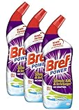 Bref Power WC KraftGel 15x Effekt gegen Schmutz, Kalk und Verfärbungen, WC Reiniger für kraftvolle Reinigung, 3er Pack (3 x 750 ml)