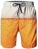 Loveternal Badehose für Herren 3D Duck Bier Badehose Herren Kurze Schnelltrocknend Surf Shorts Gelb L