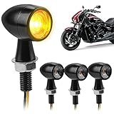 EXLECO 4 x LED Motorrad Blinker DC 12V Metall Mini Blinker IP65 Wasserdicht M8 Universal LED Blinker Motorrad Hintere Blinkerleuchte Seitenblinker Kontrollleuchte für Motocross Moped E Scooter