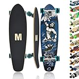 MAXOfit Longboard Atlantis No. 7 - kompaktes Cruiser Board mit stabilem Deck und mittelweichen Rollen - Kicktail für schnelle Turns und TopMount Achsen für hohe Wendigkeit