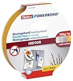 tesa Powerbond INDOOR - Doppelseitiges Montageband für den Innenbereich - beidseitig stark klebend, zur permanenten Befestigung - 5 m