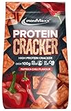 IronMaxx Protein Cracker - Paprika Chilli 100g | Knuspriger und zuckerarmer Snack mit 21% Eiweiß | Gebacken und nicht frittiert
