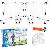 2er Set Kinder Fußballtore mit Fußball,Tore und Pumpe Fussball Interaktiv Minitore Spielzeug Sportspaß für Garten Indoor