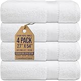 Canadian Linen Everest Hotel Spa Badetücher, 68 x 137 cm, 520 g/m², weich, saugfähig, ringgesponnene Baumwolle, leicht, schnell trocknend, Weiß, Salon-Handtücher-Set