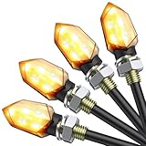 Justech 12V LED Smoked Microblinker Miniblinker Blinker Motorrad 4 Stück/E-Prüfzeichen