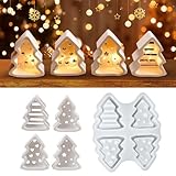 WIKIMO Mini-Weihnachtsbaum Silikonformen Gießformen Geeignet für Teelicht und Kleine Glühbirne, 4 Stück Silikonform Weihnachten für Kleiner Weihnachtsbaum Kerzenhalter