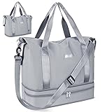 Sporttasche Faltbare Reisetasche mit Schuhfach und Nassfach, CS COSDDI Wasserabweisende Weekender Gym Travel Bag Handgepäck Tasche Trainingstasche für Damen Herren