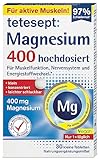 tetesept Magnesium 400 hochdosiert – Nahrungsergänzungsmittel mit Magnesium – leicht schluckbare Magnesium Tabletten für aktive, normale Muskeln*– 1 x 30 Tabletten