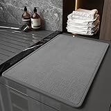 FloraVigo badezimmerteppich, 40 x 60 cm, rutschfeste, waschbare Badematte, Gummirücken, saugfähig, geeignet für Dusche, Badewanne und Toilette, Grau