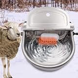 BREUAILY 220V Beheizte Schwimmertränke mit Ablaufstopfen Edelstahl Beheizte TräNke automatisches Thermostat Frostsicher Pferdetränke Rinder Schafe Ziegen Hunde Tränke (220V)