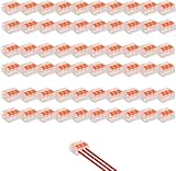 Funmo Kabelverbinder 60 Stück, Kabelklemmen Elektro Lüsterklemmen mit Betätigungshebel, Verbindungsklemmen können frei kombiniert Werden Federdruckhebel für Feste Flexible Kabel 3 Leiter