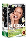 Garnier Nutrisse Dauerhafte Pflege-Haarfarbe mit nährenden Fruchtölen, Coloration mit 8 Wochen Halt, Ultra Crème Tönung, 10 Liquorice