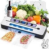 7-in-1 Automatische Vakumierergerät für Lebensmittel mit 15 Vakuumbeuteln, 70 KPA Multifunktionales Vakuumierer Profi mit Cutter & Zubehörschlauch, Vakuumiergerät Doppelte Schweißnaht für Küche, Hause