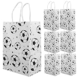 ARTIBETTER 24 Stück Geschenktasche thematisiert favorisieren Multipack Partybevorzugungsbeutel Blau Papiertragetaschen geschenkverpackung Fußball-Taschen-Party Sport-Geschenktüten Weiß