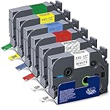 6x XemaX Kompatibel Schriftband Ersatz für Brother P-touch Bänder TZe-231 TZe-131 TZe-431 TZe-531 TZe-631 TZe-731 12mm Etikettenband für Brother P-Touch H105 1010 H100R H110 H101C H100LB H200 D400