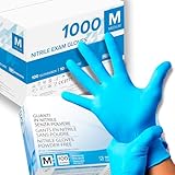 1000 Nitril-Handschuhe, puderfrei, latexfrei, hypoallergen, Lebensmittelhandschuhe, medizinische Einweghandschuhe (Größe M)