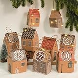 RUBY Adventskalender zum Befüllen-24 kleine Geschenkboxen mit Zahlenaufkleber,Bastelset für Weihnachten-Weihnachtskalender Häuser für Kinder und Erwachsene
