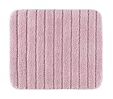 PANA® WC-Vorleger ohne Ausschnitt (45x50 cm) • Badematte rutschfest mit Streifen-Design • Badezimmerteppich als Duschvorleger für Dusche, Badewanne, WC-Vorleger • Farbe: Rosa