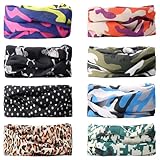 8 Stück Outdoor Multifunktionstuch, Gedruckt Bandanas Multifunktionstuch, Verstellbare Wahl Kopftuch, Elastischer Sport Nahtlose Schal, Komfortabel Unisex Schlauchtuch für Yoga Reiten Motorradfahren