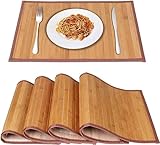 Bambus Tischsets für Esstisch, Tischsets Set von 4,Fleck-resistent, hitzebeständige Platzmatten, langlebige und robuste Essplatz Matten für Küchentisch (30 * 44cm, Original)