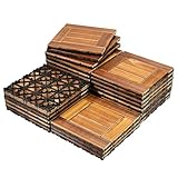 Terrassenfliesen aus Tanne, 30 x 30 cm, zum Schneiden und Spleißen von glatten Oberflächen, Holzbodenfliesen und ineinandergreifende Deckfliesen für Innen- und Außenbereich, Terrasse, Garten, Balkon