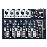 Weymic Professioneller Mixer | 7-Kanal-2-Bus-Mixer/mit USB-Audio-Schnittstelle, Stereo-Equalizer für die Aufnahme von DJ-Bühnen-Karaoke-Musikanwendungen(F7)