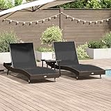 Gecheer Liegestühle 3 pcs Braun 40 x 40 x 40,5 cm Poly-Rattan, Sonnenliege Gartenliege Liegestuhl Liege Campingliege für Garten Urlaub Strand Pool3381202