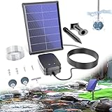 Biling Teichbelüfter Sauerstoffpumpe für Teich Solar, 4W Solar Teichbelüfter Aquarium Sauerstoffpumpe mit akk, Sauerstoff Luftpumpe Teich 3 Modi 2 Luftsteine für Gartenteich, Angeln, Hydroponic