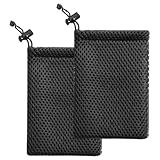 WeddHuis 2 Pcs Mesh Tasche für Mini Stuff MP3 Ladegerät Kopfhörer Schlüssel Dicke Nylon Kordelzug Kleine Aufbewahrungstasche (Schwarze)