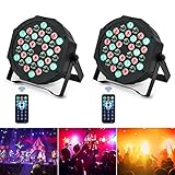 2PCS LED Par Strahler 36 LED 72W Discolicht Partylicht RGB DMX512 mit Fernbedienung, Bühnenlicht 7 Lichtmodi DJ licht für Party Bar Stage Feste Show