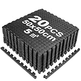 SROCHN 20PCS Bodenschutzmatten Puzzlematte 50X50X1cm mit Randstücken, 5㎡ rutschfest Eva Fitnessmatte Turnmatte Sportmatte Trainingsmatte (Schwarz)