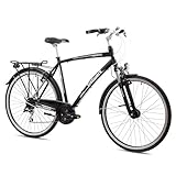 Tretwerk 28 Zoll Herren Fahrrad - Verano schwarz 56 cm - Citybike mit 24 Gang Schaltung - Herrenfahrrad mit LED-Beleuchtung StVZO