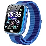 Smartwatch Kinder - Smart Watch Kids Telefon Uhr mit Schrittzähler Anruf SOS Spiele Musik Kamera Wecker Hörbuch Gewohnheit, Kinderuhr Telefonieren für Jungen Mädchen 3-12 Jahre Geschenk (Blau)