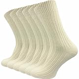 GAWILO Damen & Herren Socken aus 100% reiner Baumwolle (6 Paar) | dicke Strümpfe mit Komfortbund | ohne drückende Naht über den Zehen | verstärkt & atmungsaktiv (43-46, natur)