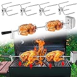 YRHome Drehspieß Grillspieß Set 107cm inkl. 4X Fleischnadeln und Edelstahl Motor 220V - 240V Elektrischer Drehspiess für BBQ Rotisserie Grillspiess Drehspiess Gasgrill