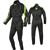 Regenkombi Wasserdicht Motorrad Roller Regenhose Regenjacke Regenanzug Fluo XXL