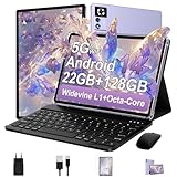 ZIOVO Tablet 10 Zoll Android 14 mit 22GB RAM+128GB ROM(TF 1TB), 5G WLAN, Octa-Core, Widevine L1, 8000mAh, BT 5.0, 5MP+8MP, GPS, Tablet mit Tastatur, Maus - Lila