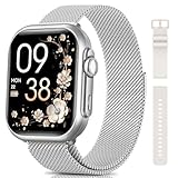 SWGOTA Smartwatch Damen mit 1000mAh Akku, 100 Tage Ultralange Standby, 1.83' Armbanduhr 24H Telefonfunktion/Herzfrequenz/SpO2/Schlaf, 120+Sportmodi, IP68 Fitnessuhr Schrittzähler Android iOS Silber