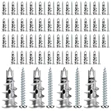 100 Stück Rigipsdübel, Selbstbohrender GipskartondüBel Metall mit Schrauben, Rigipsdübel Metall Zur Befestigung an Beton, Ziegeln, Trockenbauwänden