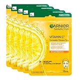 Garnier Feuchtigkeitsspendende Tuchmasken für sensible Haut, Mit Hyaluronsäure und Vitamin C, Für strahlende Haut und einen Glow-Effekt, SkinActive, 5 x 1 Masken