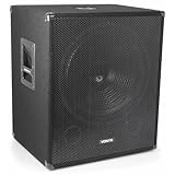 Vonyx SWA18 PA Subwoofer Aktiv, stabile Bassbox, 18 Zoll Sub 1000 Watt, Tieftöner mit integrierter Verstärker, Aktive DJ Lautsprecherbox mit Filzbeschichtung in schwarz
