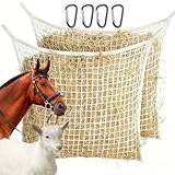 MJFSGYO Heunetz für langsames Füttern, hängendes Pferd, langsames Füttern, Heusack mit großer Kapazität für Pferdefütterer, den ganzen Tag, 88,9 x 78,9 cm, robuste Heunetze (weiß/2 Stück)