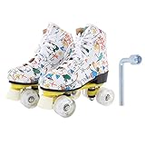 Doppelreihe 4 Rad Roller Skates, Größe 38 Weiß Graffiti Roller Skates Skating Schuhe für Kinder Erwachsene Rollschuhe für Kleinkinder Kids Boy Girl Frauen Erwachsene Outdoor