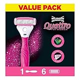 Wilkinson Sword Quattro for Women Damenrasierer mit 6 Ersatzklingen, Briefkastenfähig