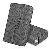 FINTIE Visitenkartenetui Kartenetui, Premium Kunstleder Handgefertigte Scheckkartenhülle Kreditkartenetui mit Magnetverschluss für Damen Herren, Dunkelgrau (Stoff)